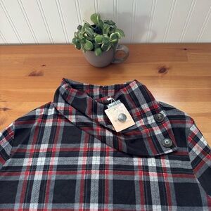 BloomChic Red Plaid Button-Accent Pullover Long Sleeve Top Size 2X 18/20 NWT